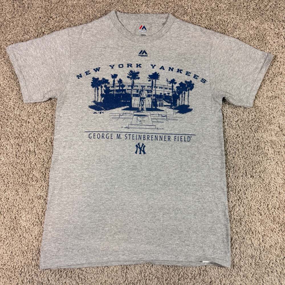 Majestic New York Yankees George M Steinbrenner‎ Field Gray T Shirt Adult Small